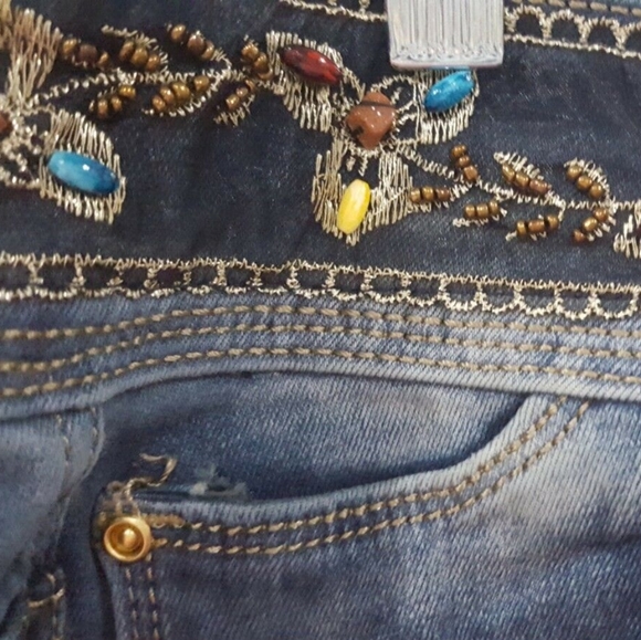 Italian fade skiny jean bead embroidery waist cuff - Picture 3 of 10